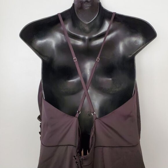 Galina Signature Black Satin Spaghetti Strap Mermaid Dress Gown Sz 18 Glam Goth - Picture 9 of 16